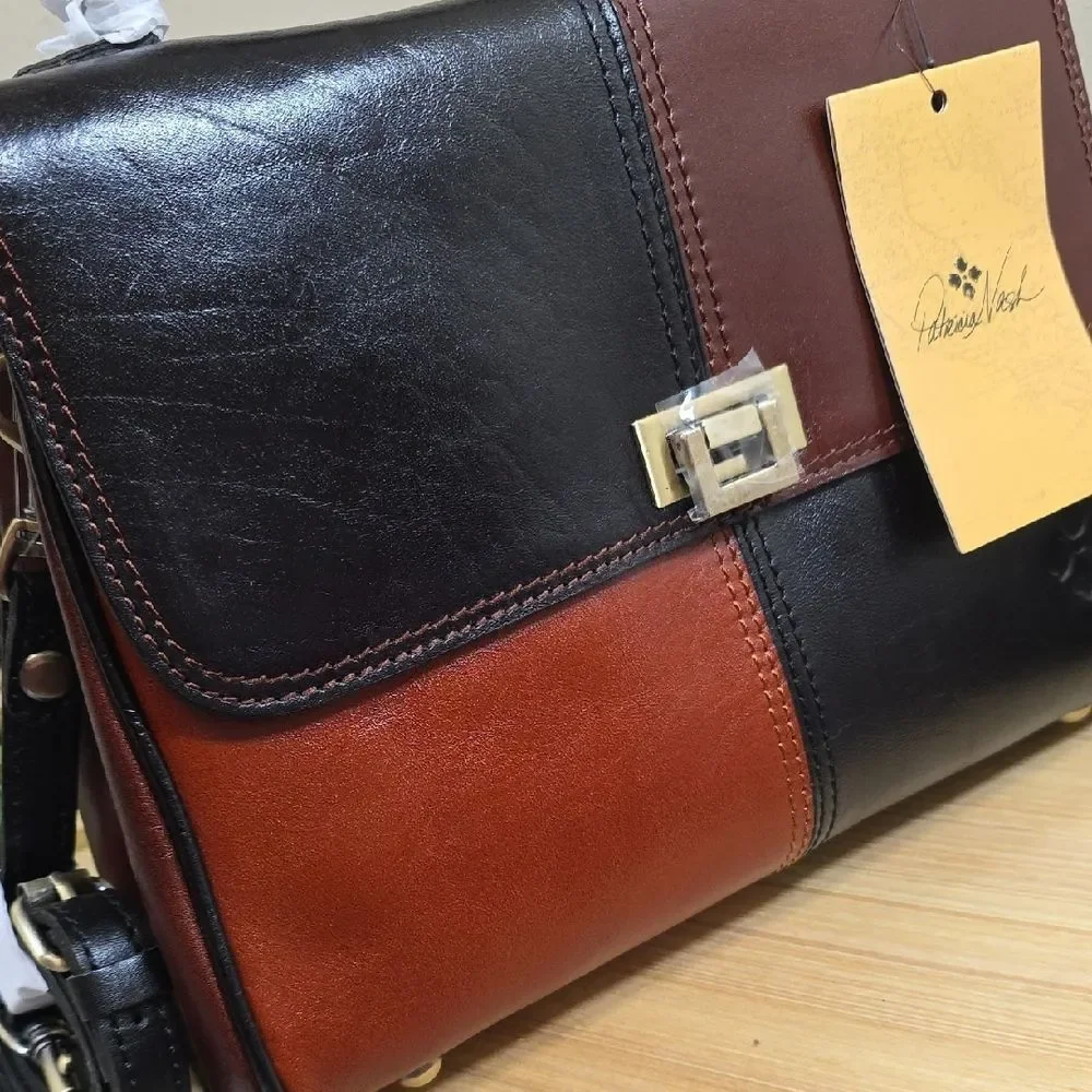 Patricia Nash Color Block Leather Briefcase Satchel – NEW WITH TAGS
